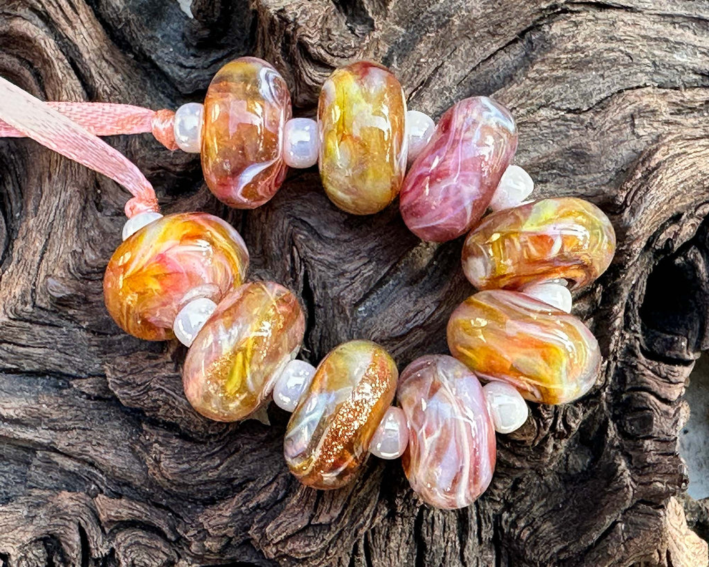 peach lampwork beads