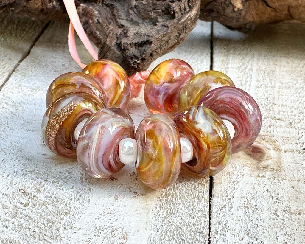 peach lampwork beads
