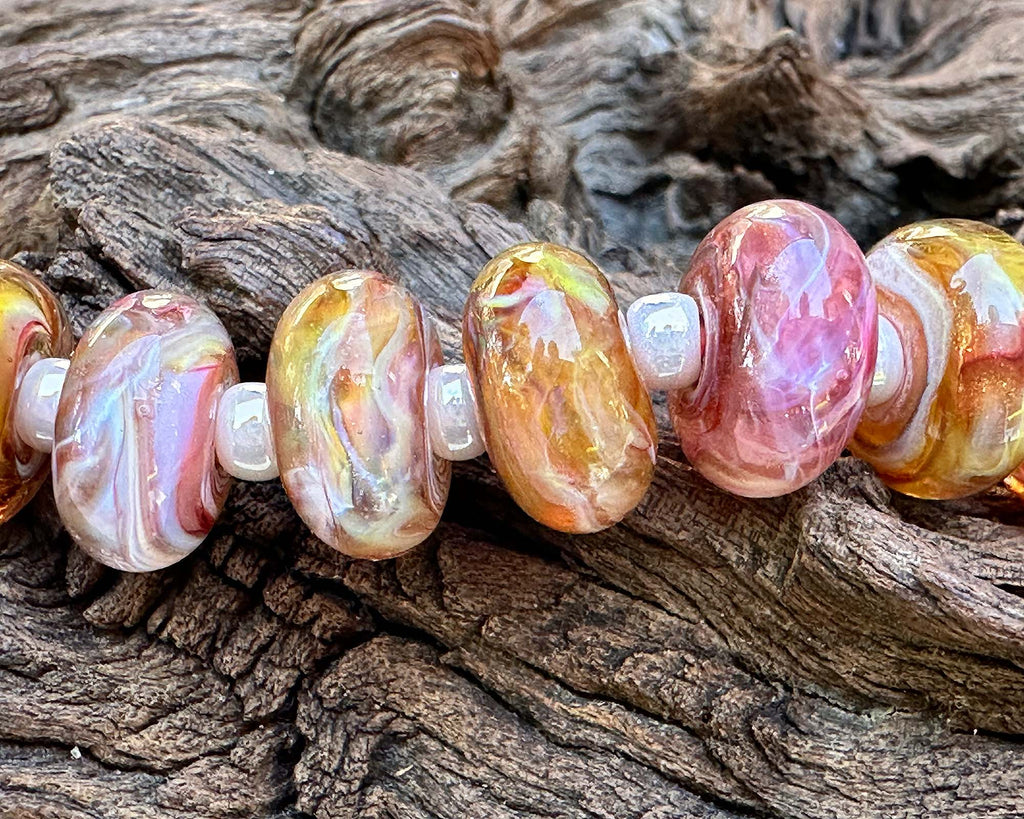 peach lampwork beads
