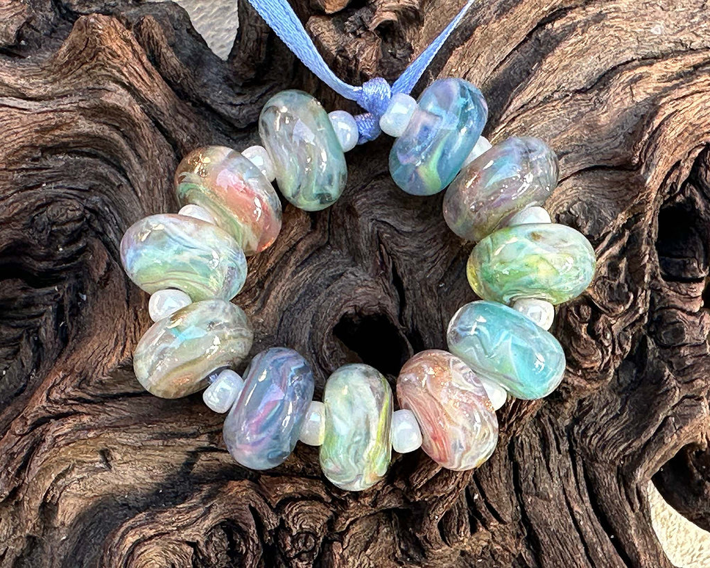 pastel lampwork beads