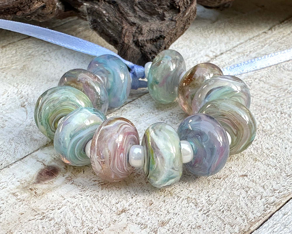 pastel lampwork beads