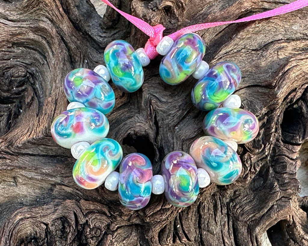 multicolor lampwork beads