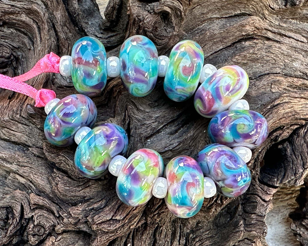 multicolor lampwork beads