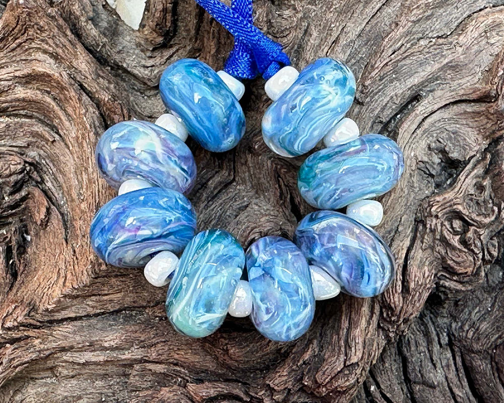 blue lampwork beads