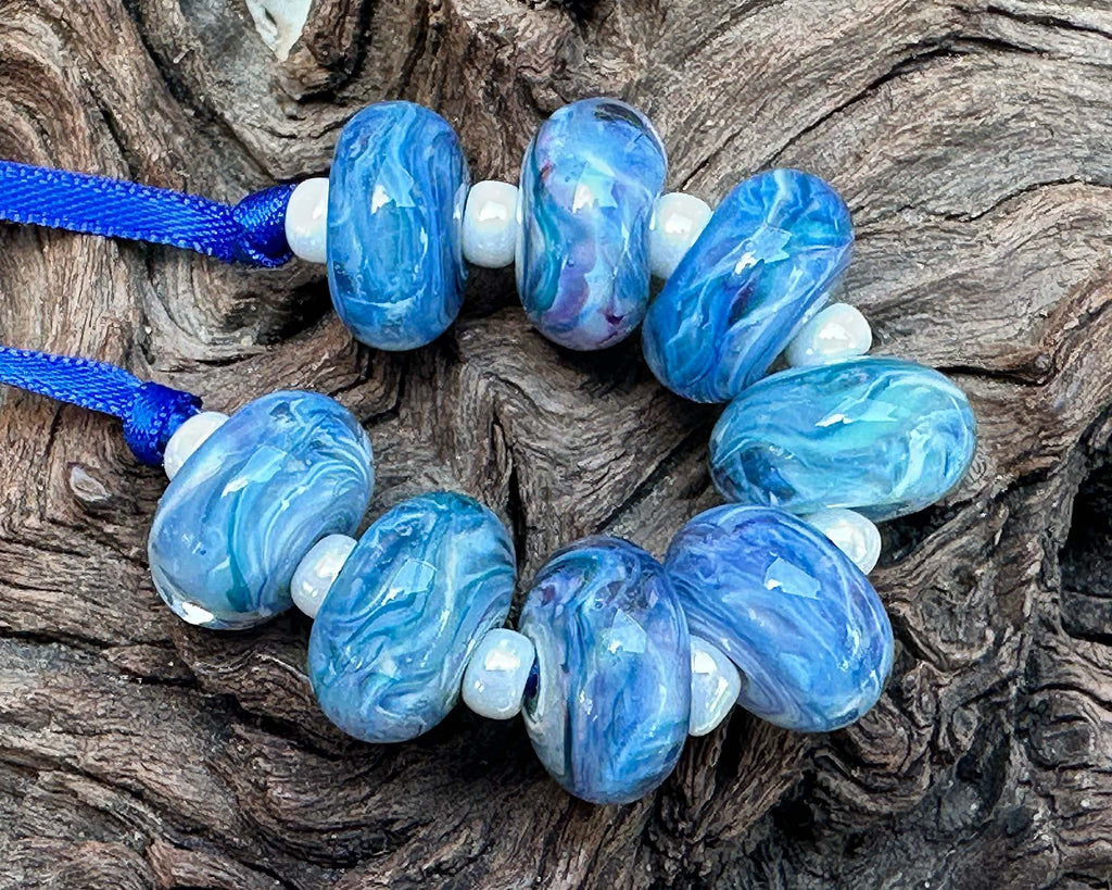 blue lampwork beads