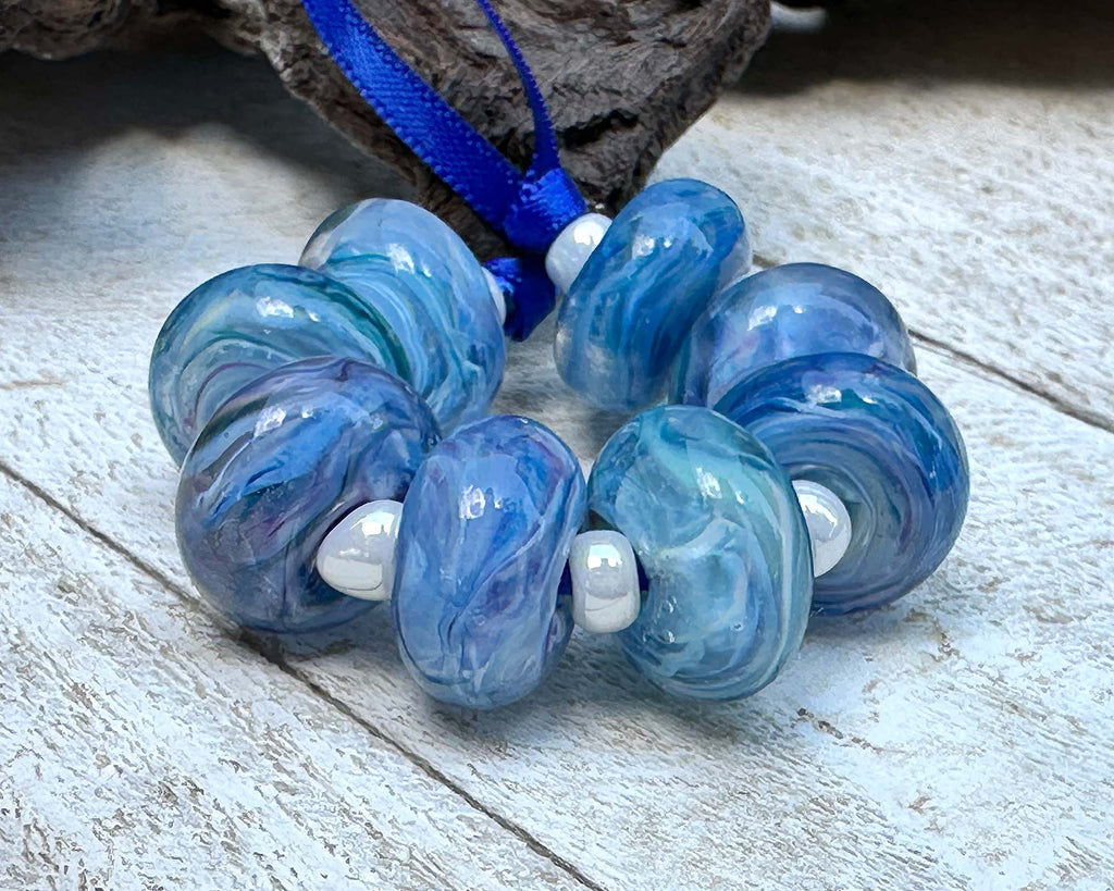 blue lampwork beads