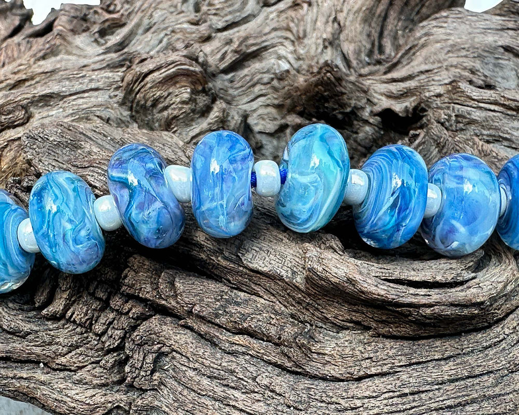 blue lampwork beads