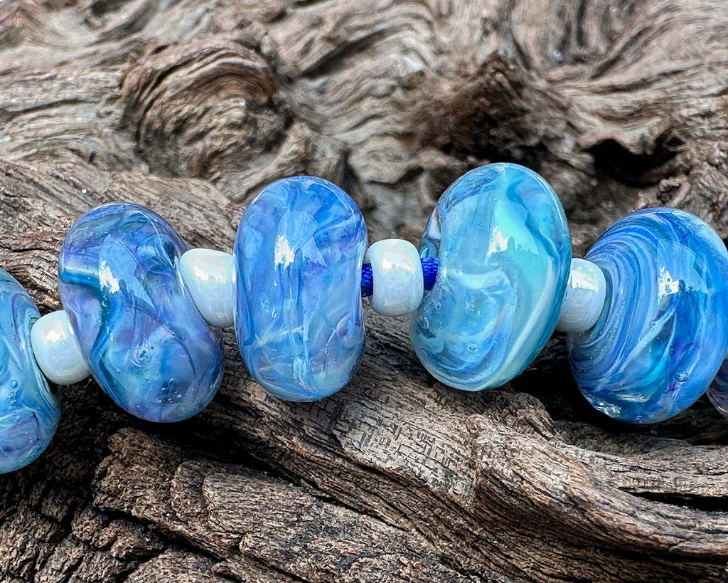 blue lampwork beads