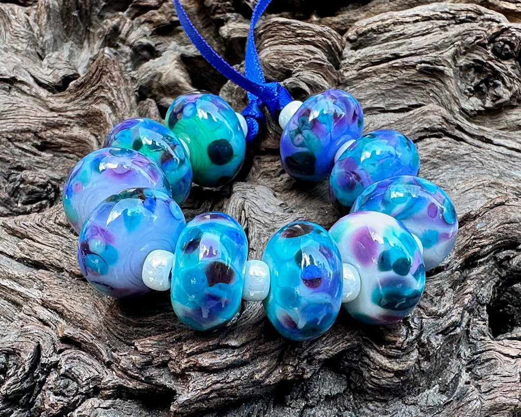 blue lampwork beads