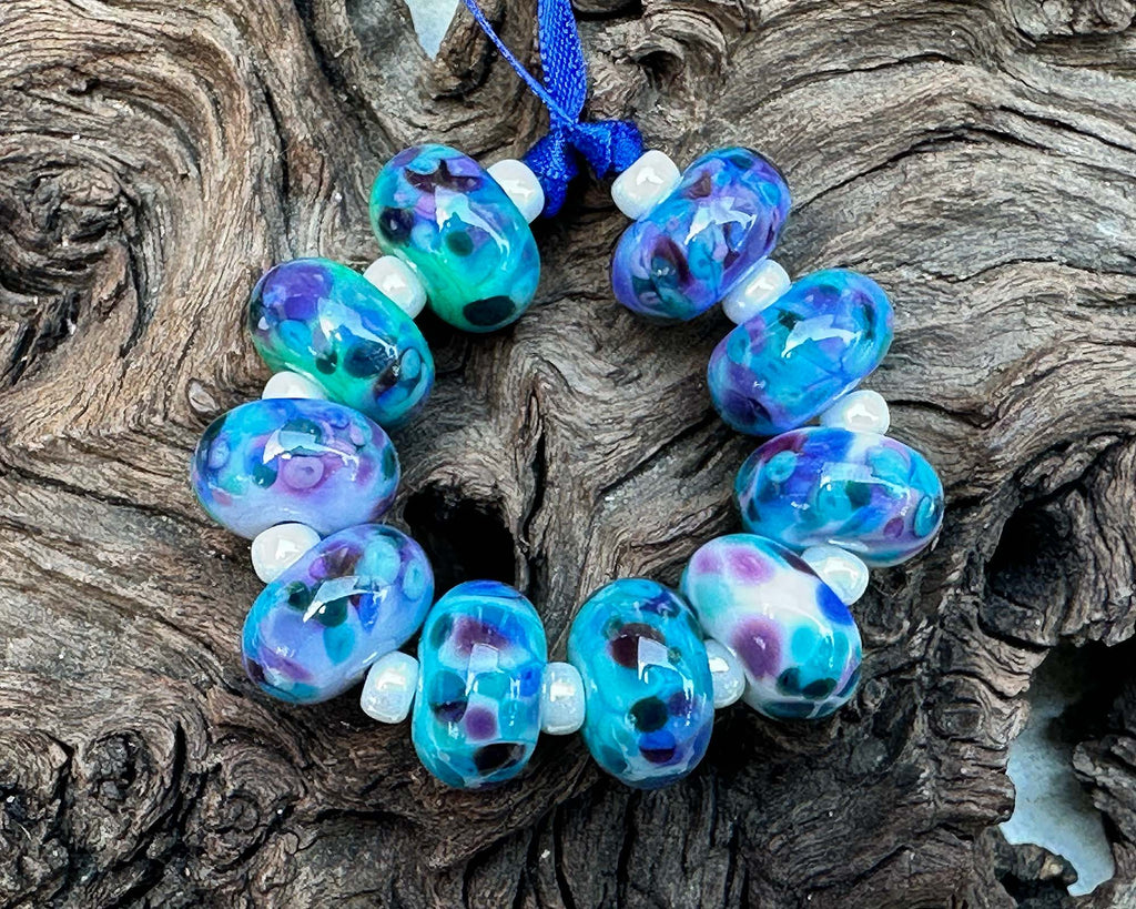 blue lampwork beads