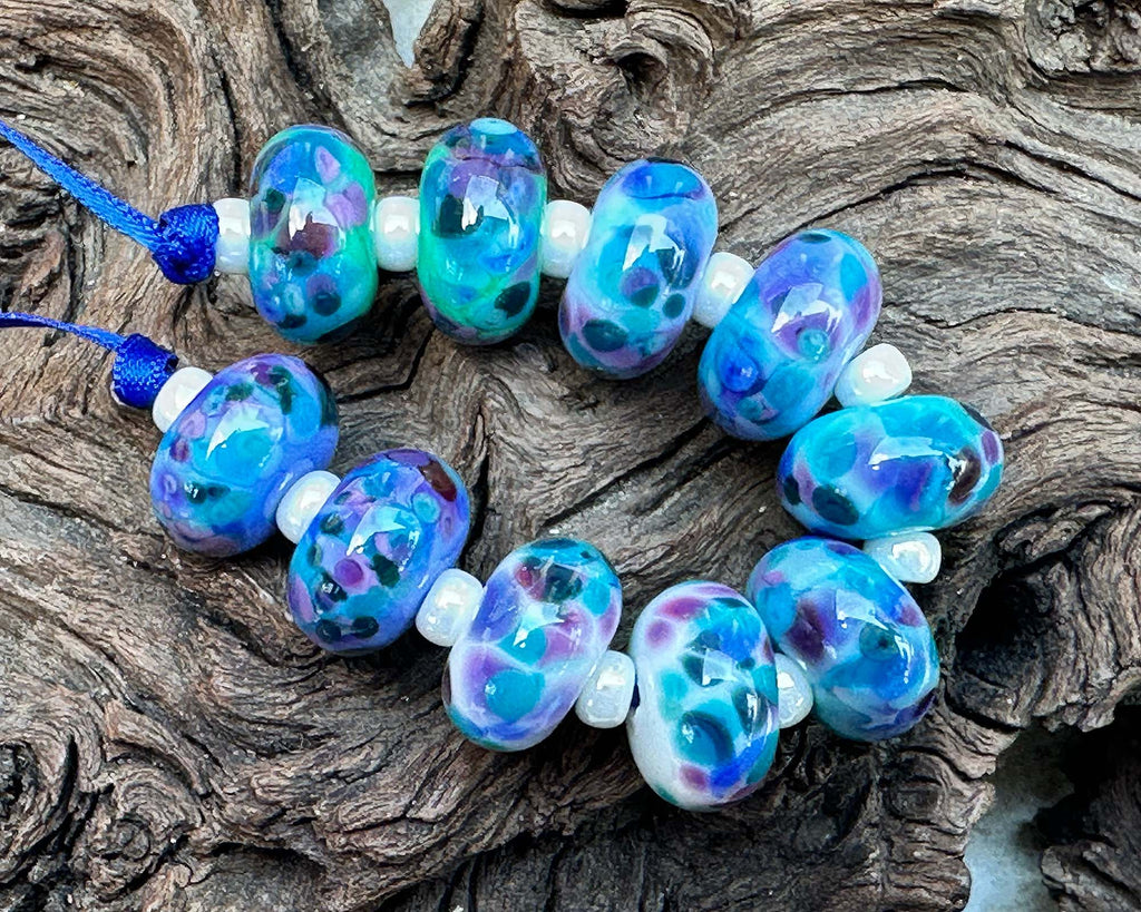 blue lampwork beads