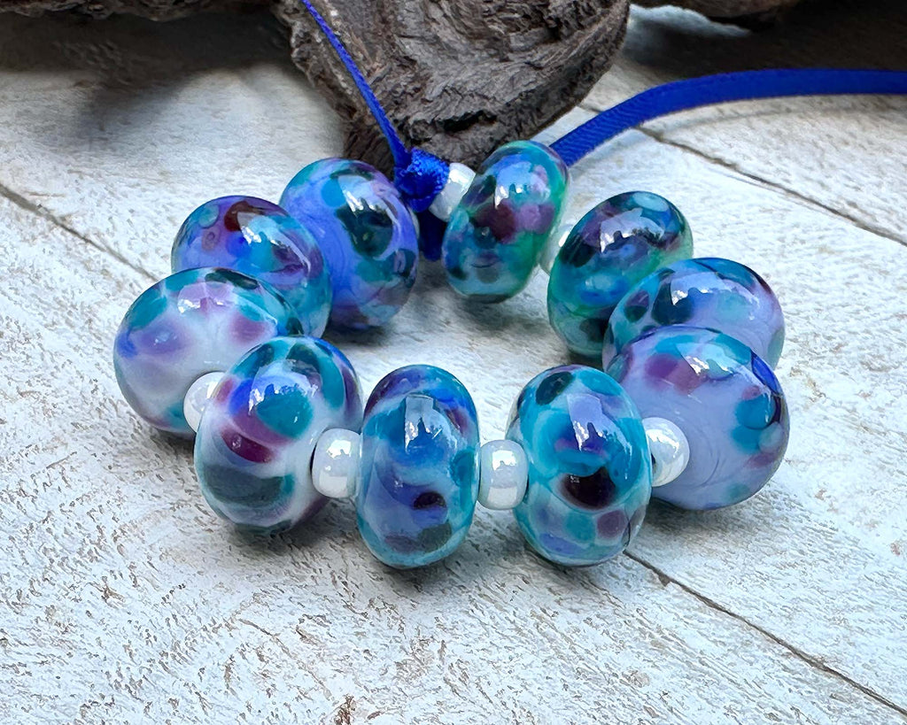 blue lampwork beads