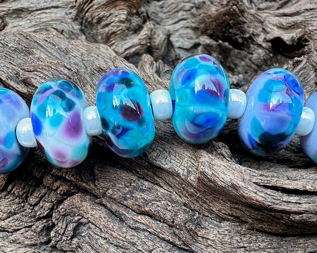 blue lampwork beads