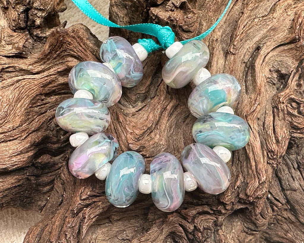 pastel lampwork beads