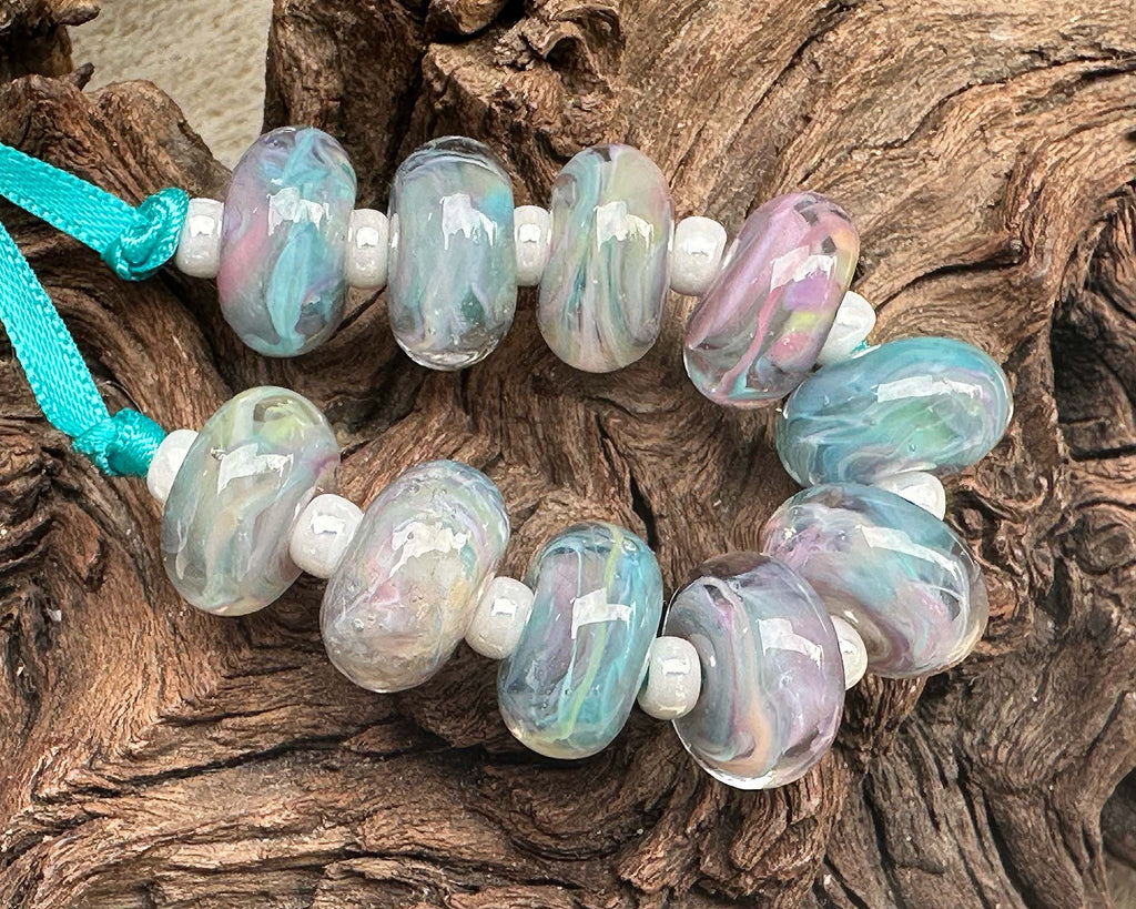 pastel lampwork beads
