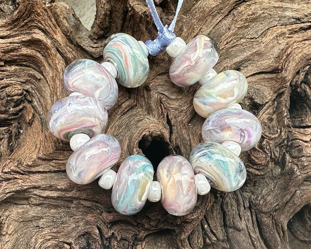 pastel lampwork beads