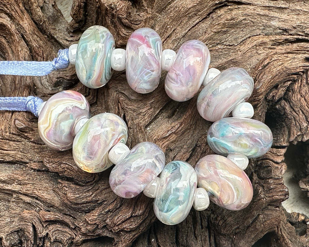 pastel lampwork beads