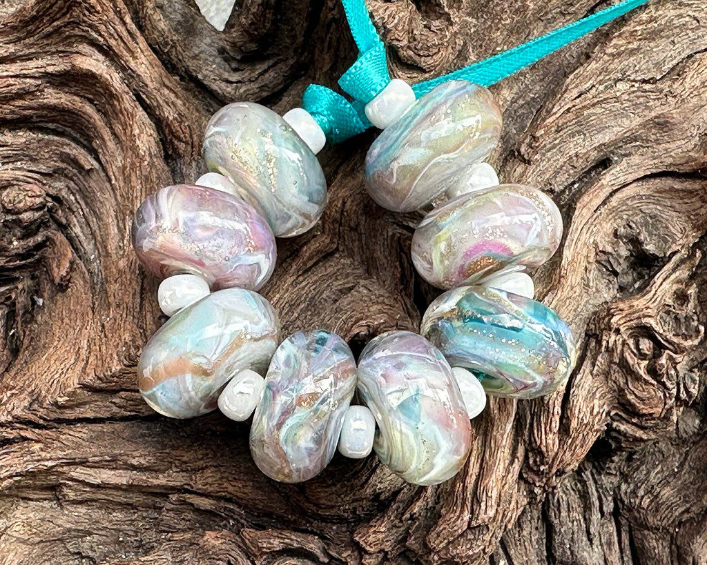 pastel lampwork beads