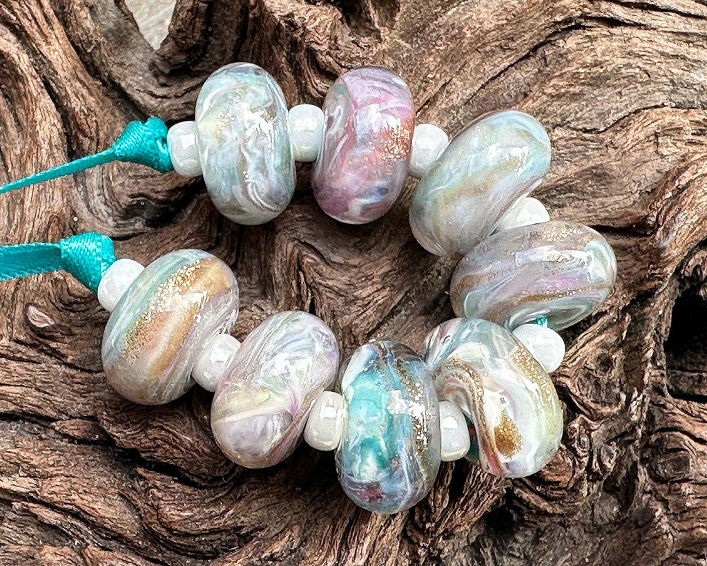 pastel lampwork beads