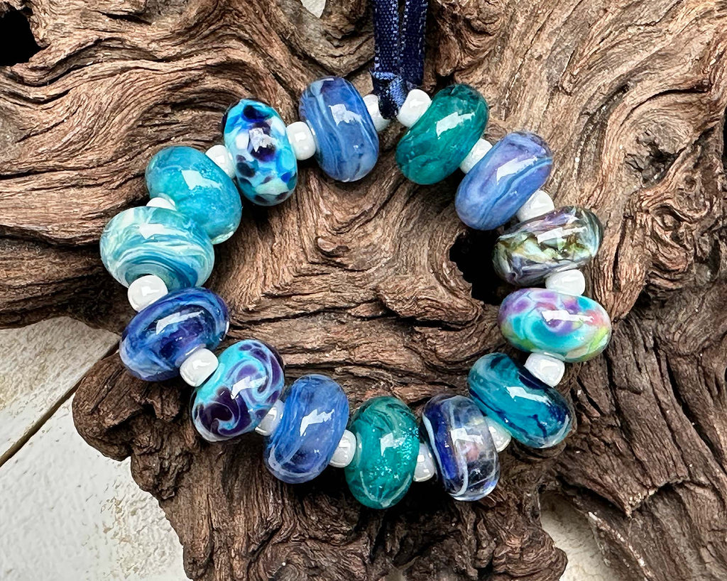 blue lampwork beads