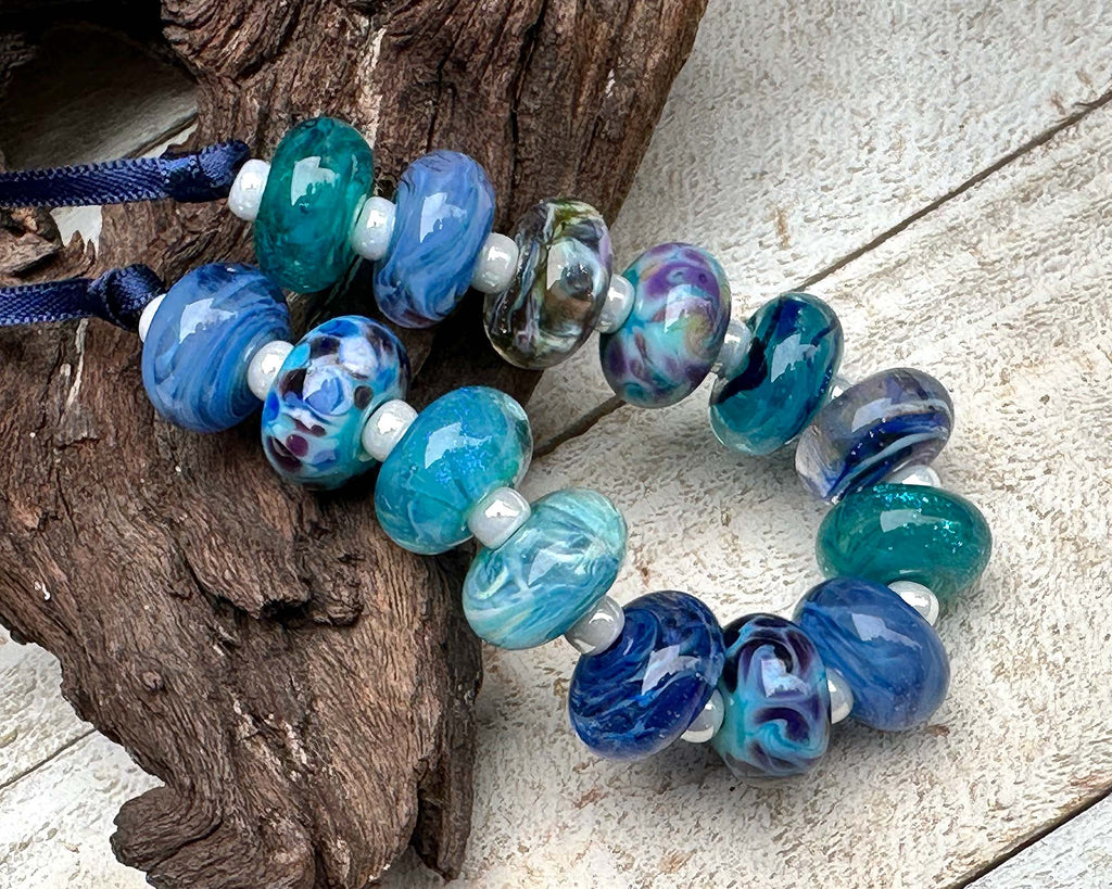 blue lampwork beads