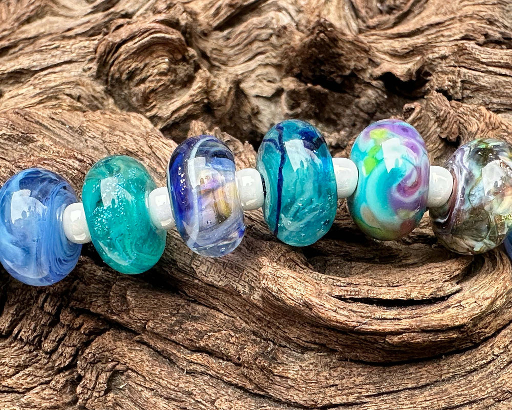 blue lampwork beads