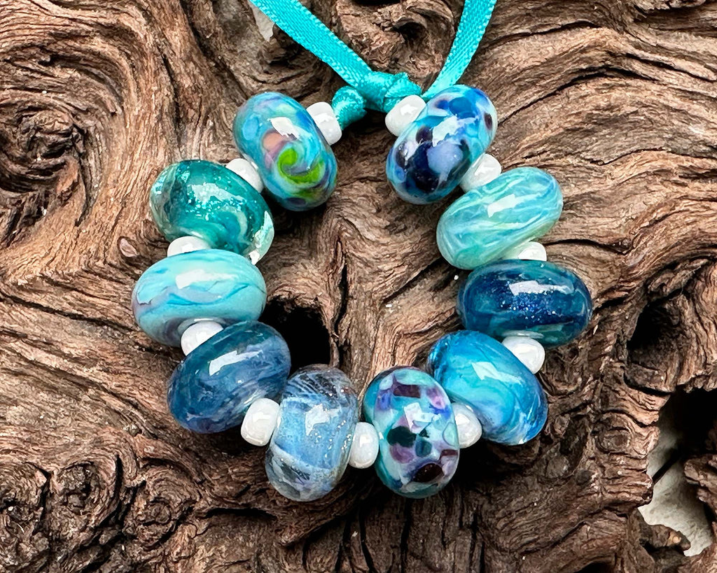 blue lampwork beads