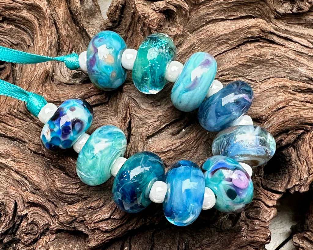 blue lampwork beads