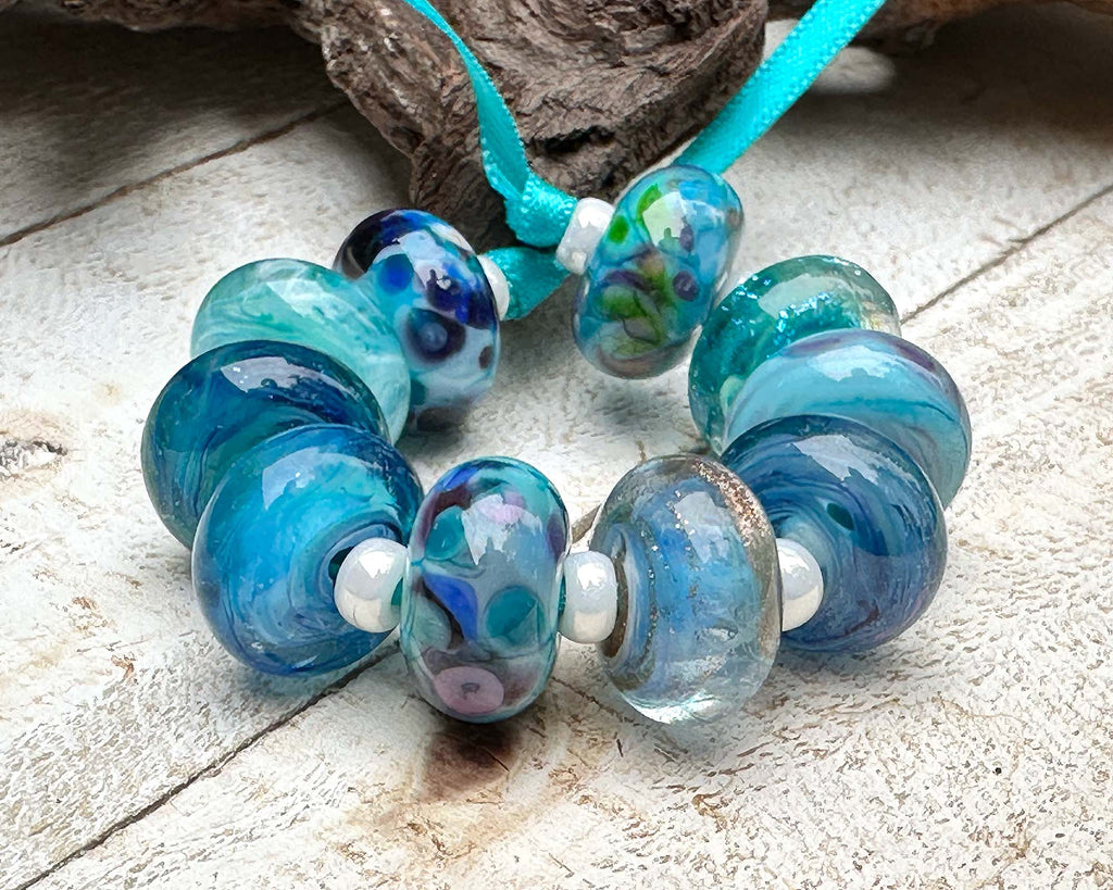blue lampwork beads