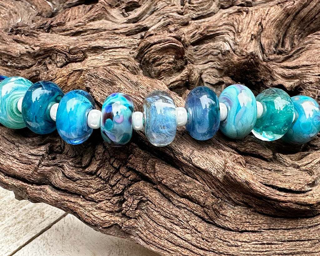 blue lampwork beads