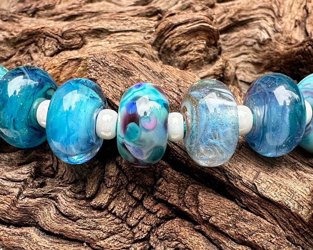 blue lampwork beads
