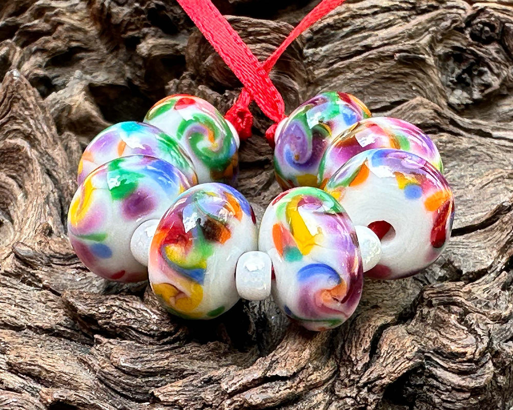 rainbow lampwork beads