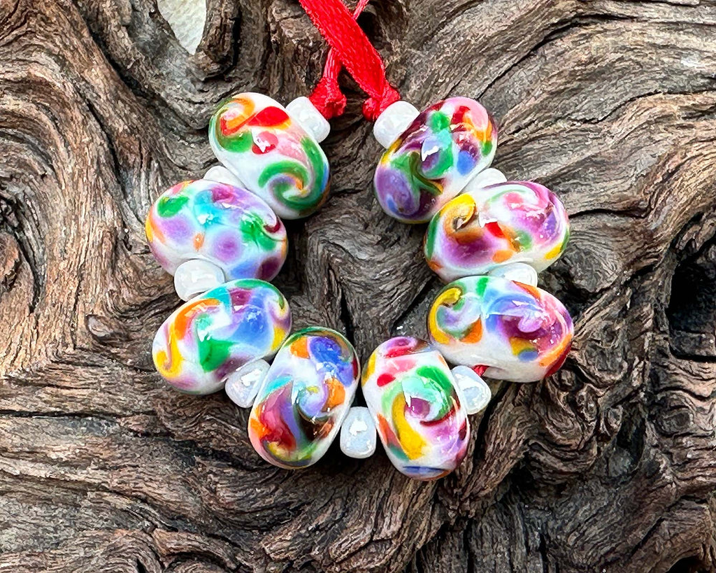 rainbow lampwork beads