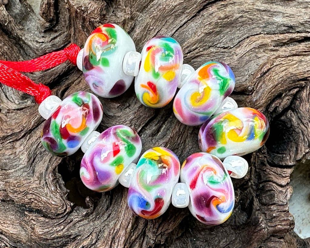 rainbow lampwork beads