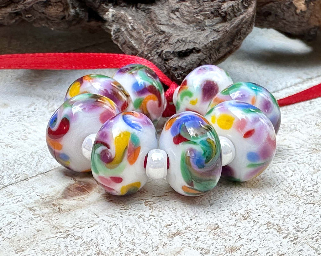 rainbow lampwork beads