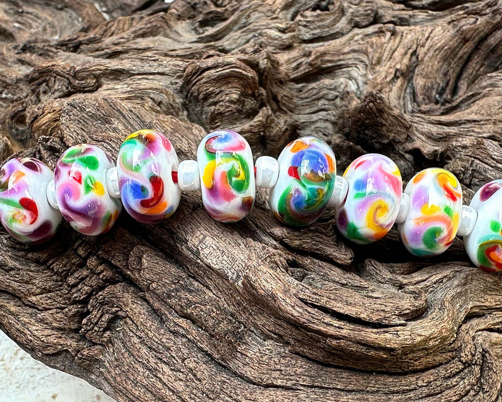 rainbow lampwork beads