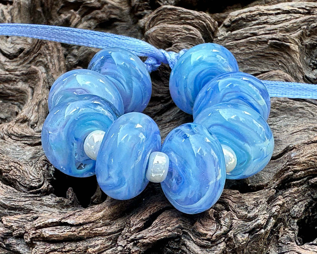blue lampwork beads