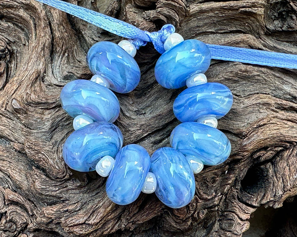 blue lampwork beads