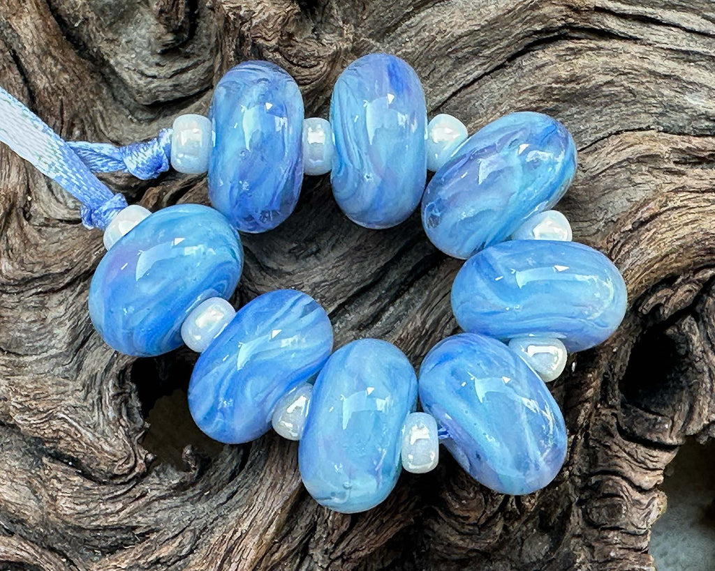 blue lampwork beads