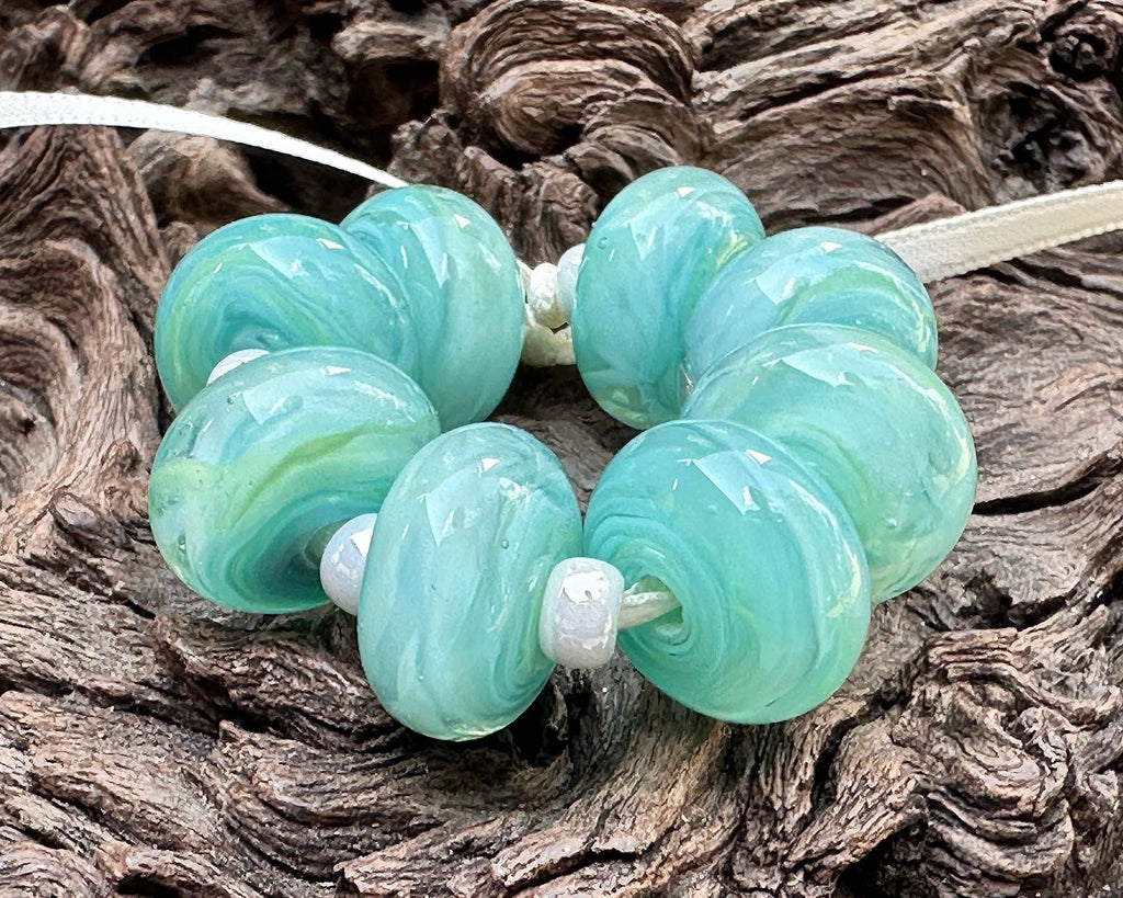 green lampwork beads