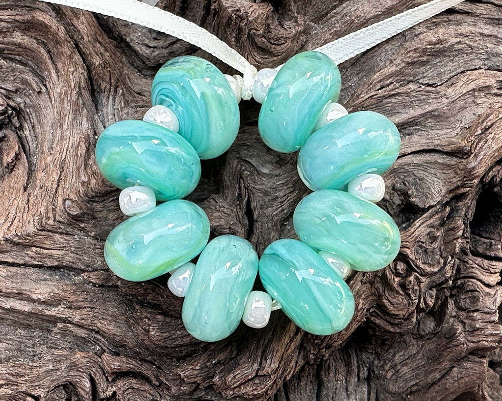 green lampwork beads