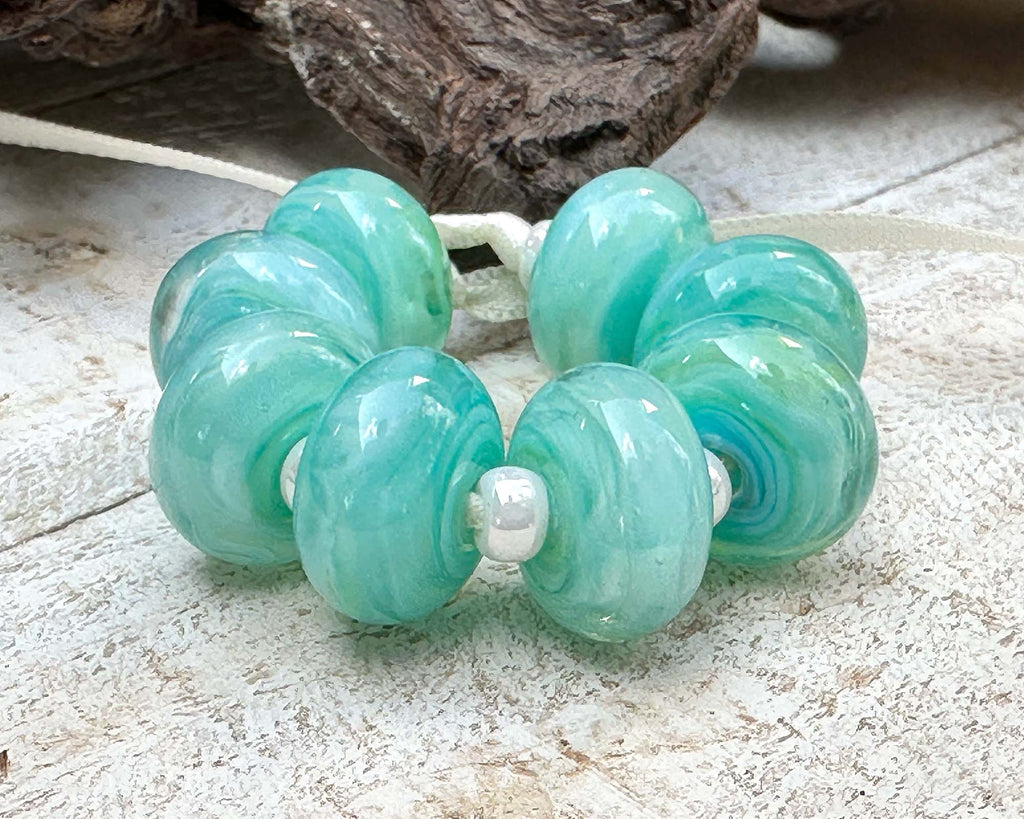 green lampwork beads