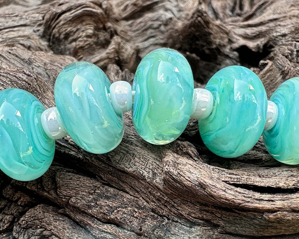 green lampwork beads