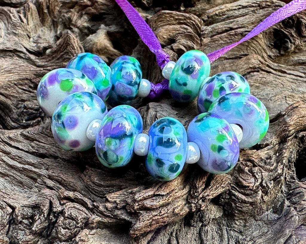 violet sea breeze lampwork beads