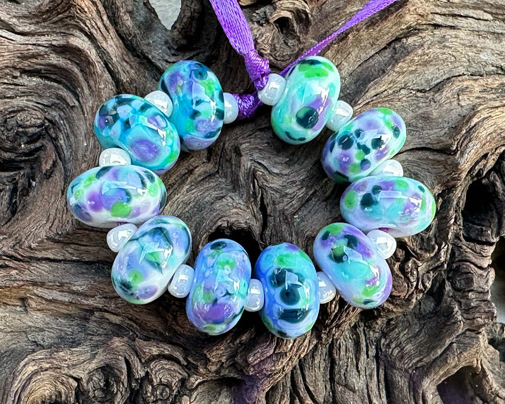 violet sea breeze lampwork beads