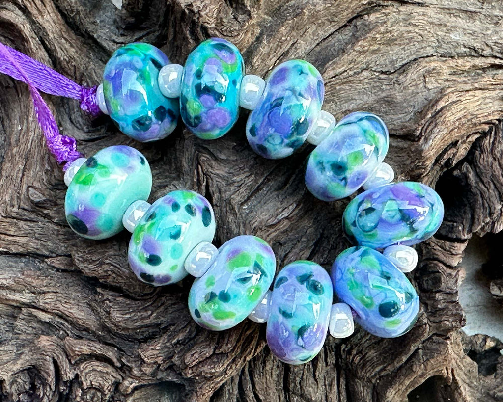 violet sea breeze lampwork beads