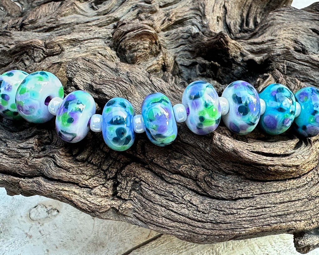 violet sea breeze lampwork beads