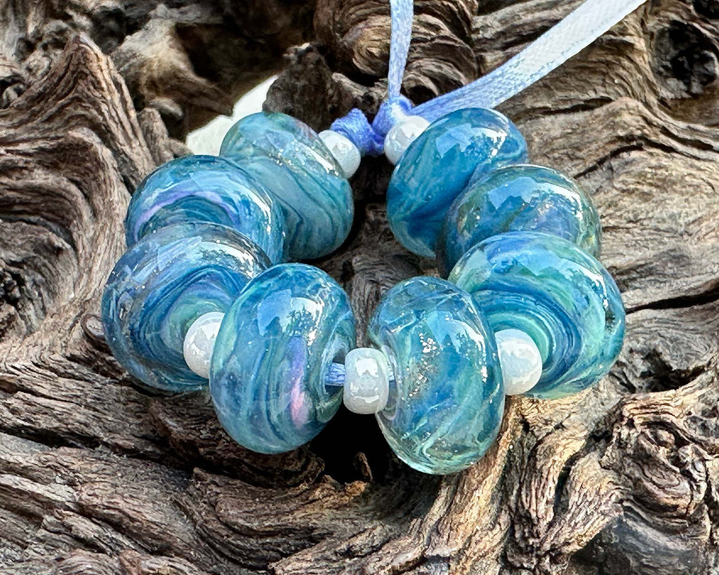 steel blue lampwork beads