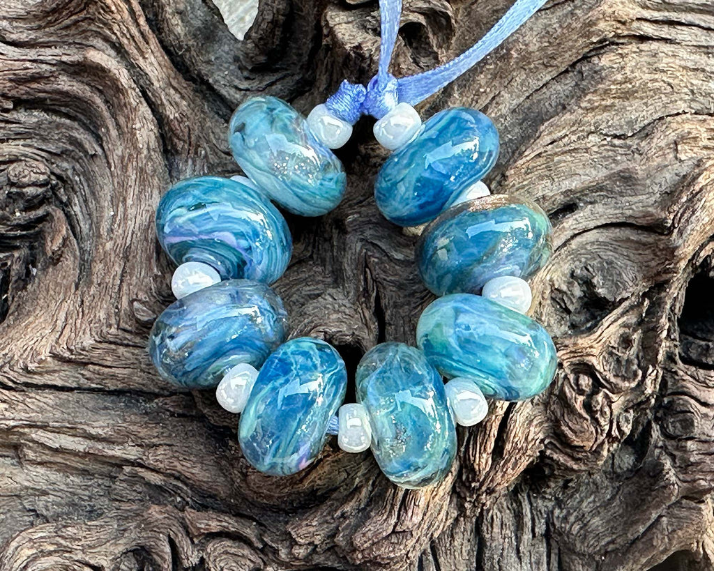 steel blue lampwork beads