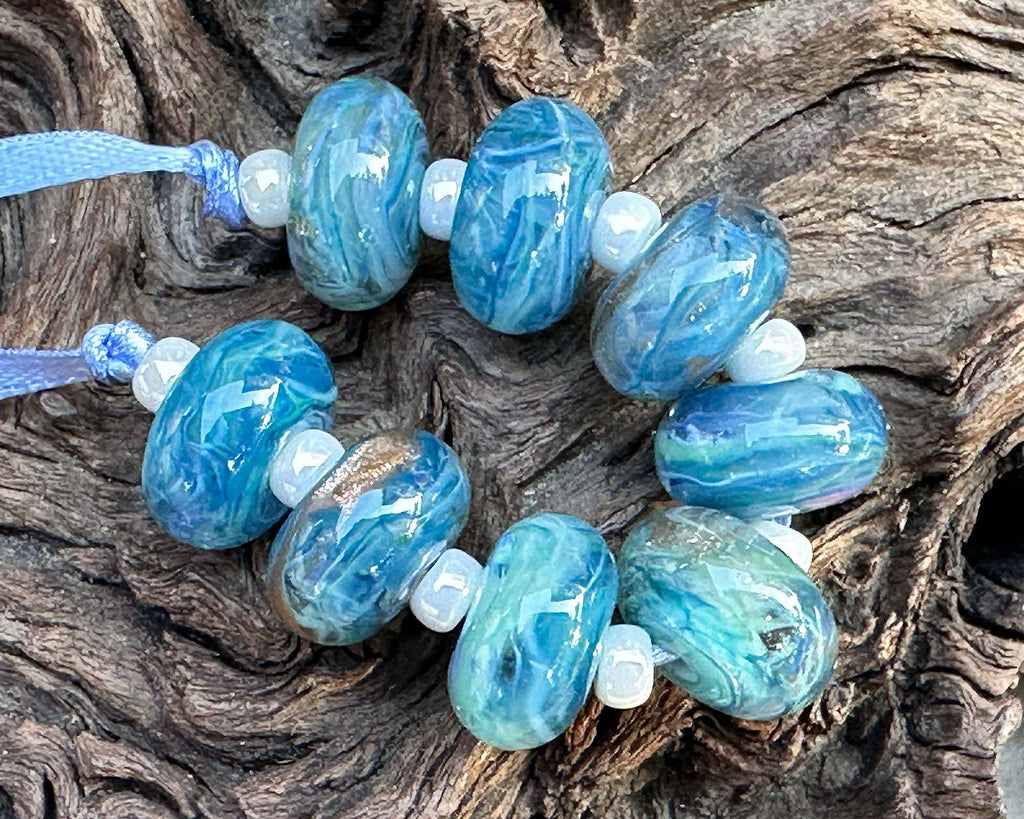 steel blue lampwork beads